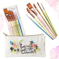 🖌️ travel watercolor brushes + pouch - set of 6 brushes for artists, beginners & pros - watercolor paint brushes assorted with detail brush & dagger brushes for watercoloring logo