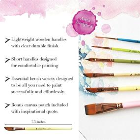img 1 attached to 🖌️ Travel Watercolor Brushes + Pouch - Set of 6 Brushes for Artists, Beginners & Pros - Watercolor Paint Brushes Assorted with Detail Brush & Dagger Brushes for Watercoloring