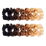 🌈 set of 12 satin hair scrunchies - elastic hair bobbles for kids and adults in 6 vibrant colors logo