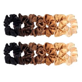 img 4 attached to 🌈 Set of 12 Satin Hair Scrunchies - Elastic Hair Bobbles for Kids and Adults in 6 Vibrant Colors