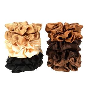 img 2 attached to 🌈 Set of 12 Satin Hair Scrunchies - Elastic Hair Bobbles for Kids and Adults in 6 Vibrant Colors