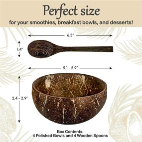 img 1 attached to Organic Coconut Bowls with Sustainable Wooden Spoons Set