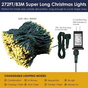 img 3 attached to 🎄 XUNXMAS 800 LED Super Long Warm White Christmas String Lights - Indoor Outdoor 272ft, UL Certified Waterproof Fairy Lights for Christmas Patio Party Decor - 8 Lighting Modes