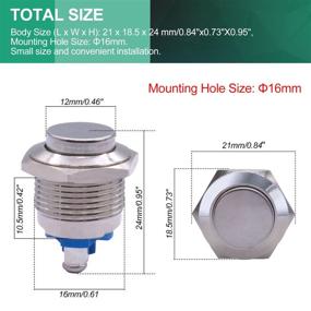 img 2 attached to Twidec / 16Mm Waterproof Stainless Steel Metal Shell Momentary Raised Top Push Button Switch 3A/12~250V SPST 1NO Start Button For Car Modification Switch（Quality Assurance For 1 Years） M-16-T-G