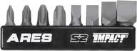 ares 70013 - 8-piece s2 steel impact driver bit set: phillips 1-4 & slotted 1/4-1/2 inch - premium s2 steel construction logo