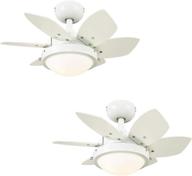 🔆 ciata lighting 24-inch quince indoor ceiling fan in white with led light fixture, opal frosted glass, and reversible white/beech blades - pack of 2 логотип