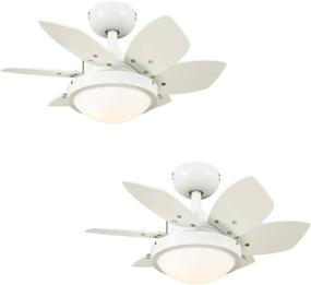 img 2 attached to 🔆 Ciata Lighting 24-Inch Quince Indoor Ceiling Fan in White with LED Light Fixture, Opal Frosted Glass, and Reversible White/Beech Blades - Pack of 2