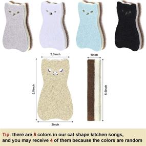 img 3 attached to 🐱 Set of 8 Cat Shaped Kitchen Sponges - Double-Sided Cleaning Dish Sponges for Kitchen, Fruits, Plates, and Bathrooms - Available in 4 Colors