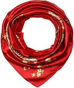 img 4 attached to 🧣 Corciova 35x35 Red Large Square Silk-Like Stain Head Scarf Hair Sleeping Wrap