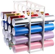 organize and display your craft vinyl rolls with a wooden 20-hole vinyl roll storage rack and stand kit: 12 x 10 inch, 2 inch each hole logo