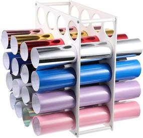 img 4 attached to Organize and Display Your Craft Vinyl Rolls with a Wooden 20-Hole Vinyl Roll Storage Rack and Stand Kit: 12 x 10 Inch, 2 Inch Each Hole