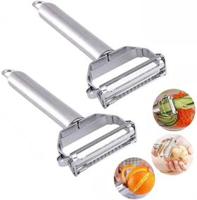 img 4 attached to 🥕 Hamnor 2-Pack Stainless Steel Ultra Sharp Julienne Peelers for Vegetables and Fruits - Multipurpose Tool