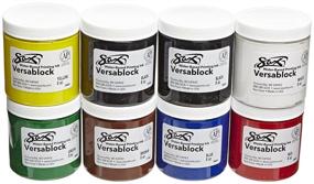 img 1 attached to Sax 457454 Versablock Block Printing Inks: Assorted Colors, 8oz Jars (Set of 8)