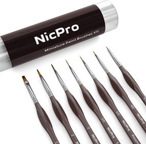 img 4 attached to Nicpro Miniature Detail Paint Brush Set: 7 Micro Professional Brushes for Watercolor Oil Acrylic, Craft Scale Models Rock Painting & Paint by Number for Adult-Come with Holder