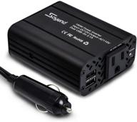 🔌 soyond 150w power inverter: efficient dc 12v to 110v ac converter with plug outlet & 3.1a dual usb ports car plug in adapter (black) logo