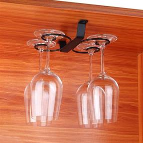 img 3 attached to Держатель для бокалов GeLive под шкафом: организуйте бокалы в кухне и баре с 4 крючками для хранения (черный)
