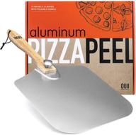 ouii aluminum pizza peel metal - 12 x 14 inch with foldable wood handle: the ultimate pizza oven tool and pizza making accessory logo