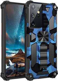 img 4 attached to Galaxy S21 Ultra 5G Case Kickstand Holder Military Grade Cases Shockproof Camouflage Cover Metal Back For Magnetic Car Mount Drop Tested Protective Hardcase For Samsung Galaxy S21 Ultra 5G Cell Phones & Accessories