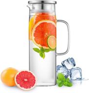 🍹 hwagui - heat resistant glass pitcher with stainless steel lid, water carafe with handle, ideal beverage pitcher for homemade juice and iced tea, 1000ml/34oz logo