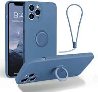 iphone 12 pro max case with 360° ring holder kickstand full body protection shock absorption silicone rubber case with hand strap support car mount (majolica blue) logo