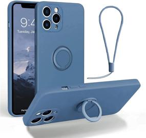 img 4 attached to IPhone 12 Pro Max Case With 360° Ring Holder Kickstand Full Body Protection Shock Absorption Silicone Rubber Case With Hand Strap Support Car Mount (Majolica Blue)