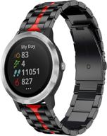 📱 anrir совместимая лента для garmin vivoactive 3, стальная лента 20 мм быстрого съема для garmin forerunner 645/245 music, garmin venu, vivomove 3 44 мм, vivomove hr/luxe/style 42 мм - черный и красный. логотип