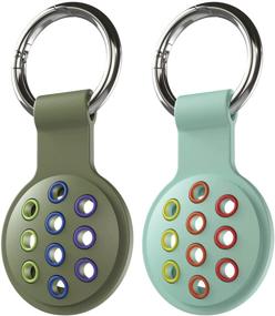 img 4 attached to 🔑 Robibabi 2-Pack Silicone AirTag - Портативный чехол для трекера с кольцом для ключей на ремешке для ключей, рюкзаков и сумок (202166D)