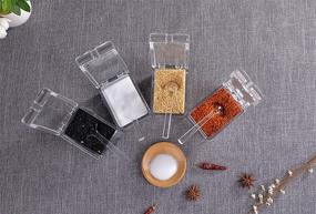 img 1 attached to 🌶️ Yesland Seasoning Rack - 4 Piece Spice Storage Container Condiment Jars - Clear Acrylic Seasoning Box, Cruet with Cover and Spoon