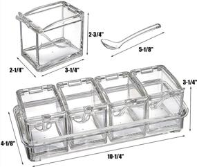 img 3 attached to 🌶️ Yesland Seasoning Rack - 4 Piece Spice Storage Container Condiment Jars - Clear Acrylic Seasoning Box, Cruet with Cover and Spoon