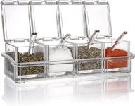 🌶️ yesland seasoning rack - 4 piece spice storage container condiment jars - clear acrylic seasoning box, cruet with cover and spoon logo