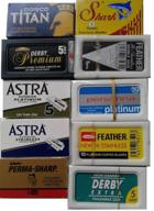 🪒 ultimate sampler pack: discover the best 10 top brands of 100 new shaving safety razor double edge blades - featuring feather, astra, personna! logo