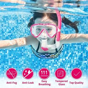 img 3 attached to 🏊 SwimStar Kids Snorkel Set | Age 5-14 | 100% Dry Top Snorkeling Mask | Children Teen Boys Girls | Anti-Fog No Leak Tempered Glass Swim Diving Goggles | Lap Swimming Beach Ocean Water Gear