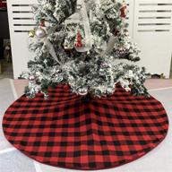 ovoy buffalo plaid christmas tree skirt 48 inches - black & red holiday party decoration 🎄 - checked tree skirt mat - christmas new year's eve party - 48 inches christmas tree skirts logo