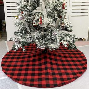 img 2 attached to OVOY Buffalo Plaid Christmas Tree Skirt 48 Inches - Black & Red Holiday Party Decoration 🎄 - Checked Tree Skirt Mat - Christmas New Year's Eve Party - 48 inches Christmas Tree Skirts