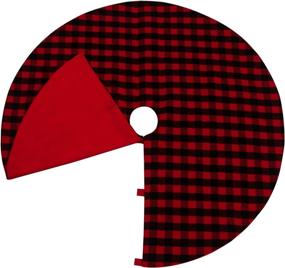 img 1 attached to OVOY Buffalo Plaid Christmas Tree Skirt 48 Inches - Black & Red Holiday Party Decoration 🎄 - Checked Tree Skirt Mat - Christmas New Year's Eve Party - 48 inches Christmas Tree Skirts