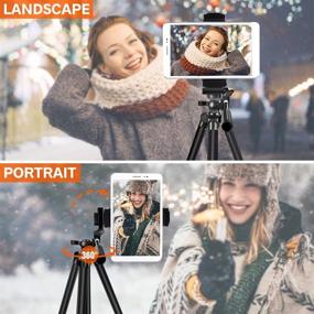 img 1 attached to 📸 UBeesize 50'’ Telescopic телефон Tripod: Легкая алюминиевая подставка с универсальным держателем для сотового телефона/планшета, пультом дистанционного управления. Совместим с смартфоном, планшетом и камерой