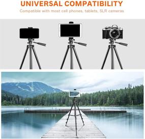 img 2 attached to 📸 UBeesize 50'’ Telescopic телефон Tripod: Легкая алюминиевая подставка с универсальным держателем для сотового телефона/планшета, пультом дистанционного управления. Совместим с смартфоном, планшетом и камерой