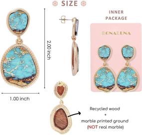 img 1 attached to 🌸 Bohemian Wood and Flower Printed Oval Shaped Drop Earrings by BONALUNA