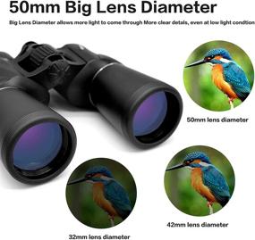 img 3 attached to 🔭 High-performance 10x50 Binoculars with 22mm Large View Eyepiece, Waterproof and Powerful BAK4 FMC Lens for Adults - Ideal for Hunting, Bird Watching, Travel, Concerts, and Stargazing