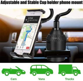 img 2 attached to 📱 Toovren Cup Holder Cell Phone Car Mount: Universal 360 Adjustable Phone Holder for Apple iPad Pro/iPhone 12 Pro Max/11/XR/XS Max/8/7 Plus, Samsung Note 10+/s9 Plus/LG