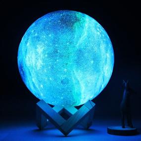 img 1 attached to 🌌 HOLA Lava Lamp Galaxy Light: 3D Moon Lamp Night Light for Kids - 16 Color USB Space Lamp