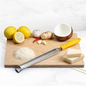 img 1 attached to 🍋 Versatile Professional Lemon Zester & Cheese Grater: Sharp Stainless Steel Blades, Handle for Parmesan, Citrus, Lime, Ginger, Garlic, Fruits - Dishwasher Safe