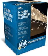 🎄 joiedomi 3 packs of 150 incandescent christmas icicle lights - ideal for indoor & outdoor decoration, christmas events, christmas eve night decor, christmas trees, and eaves (warm white) logo