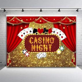 img 3 attached to 🎰 Captivating Casino Night Poker Dice Red Curtains Photography Backdrop- 7x5ft Vinyl Las Vegas Gold Glitter Bokeh Photo Background for Birthday Party, Photo Booths, and Decorations