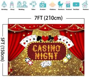 img 2 attached to 🎰 Captivating Casino Night Poker Dice Red Curtains Photography Backdrop- 7x5ft Vinyl Las Vegas Gold Glitter Bokeh Photo Background for Birthday Party, Photo Booths, and Decorations