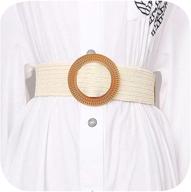 🌿 yucforen women skinny dress belt: elastic stretch waist band straw woven rattan wood buckle belts - chic and stylish accessories logo