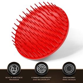 img 1 attached to 🧖 Bossman Scalp Massager and Shampoo Shower Brush - Head Scrubber - Beard Exfoliator - Hair & Beard Dandruff Control (Red)