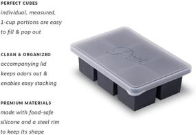 img 3 attached to W&P Cup Cubes Silicone Freezer Tray with Lid - Charcoal | Perfect 1-Cup Portions | Freeze & Store Soup, Broth, Sauce, Leftovers | Dishwasher Safe