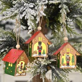 img 1 attached to 🏠 Luminous Wooden House Nutcracker Ornaments - DIY Assembly Christmas Tree Pendant Blocks for Wall, Door, and Window Decor - Christmas Glow Decoration
