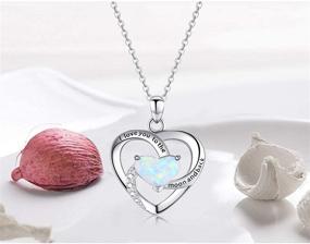 img 1 attached to 🌙 I Love You to The Moon and Back Opal Heart Necklace - Perfect Mother's Gift or Girlfriend Jewelry